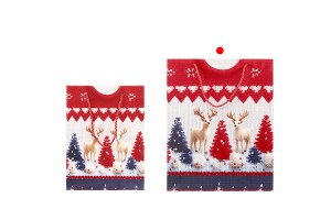 Weihnachtliche Geschenktüten aus Papier, 260 x 100 x 320 mm, mit Kordelzug und Samtdetails – 12 Stück, verschiedene Designs-bildgruppe