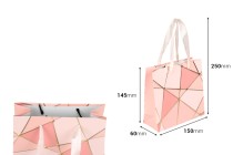 Sachets cadeaux en papier 145 x 60 x 150 mm à motifs géométriques et cordon satiné pour anse - 12 pièces, motifs assortis-photo_dimensions
