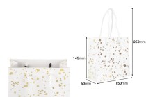 Sachets cadeaux en papier 150 x 60 x 145 mm avec détails dorés et ficelle pour l'anse - 12 pièces, couleurs assorties-photo_dimensions