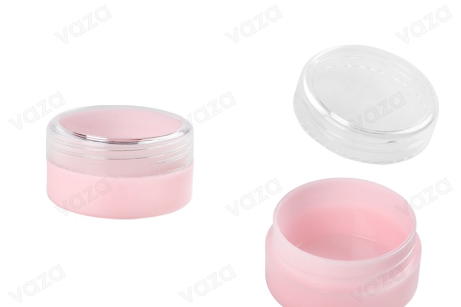 Acryl Cremedose 10ml rosa mit transparentem Deckel -12 Stücke-produktbild
