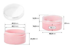 Acryl Cremedose 30ml rosa mit transparentem Deckel -12 Stücke-εικόνα_διαστάσεις