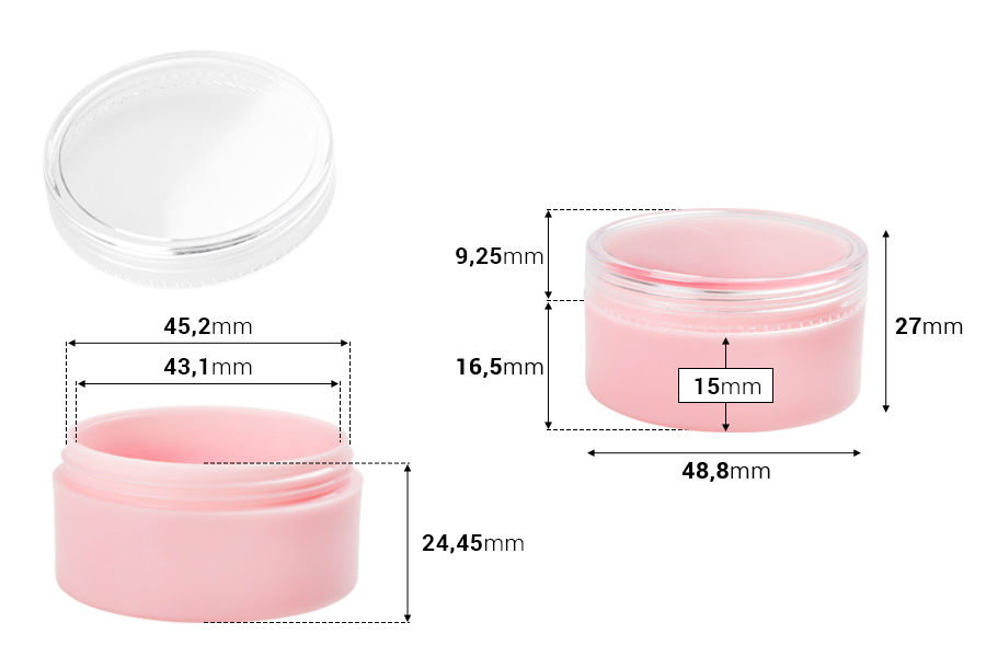 Βαζάκι ακρυλικό 30 ml ροζ με διάφανο καπάκι - 12 τμχ