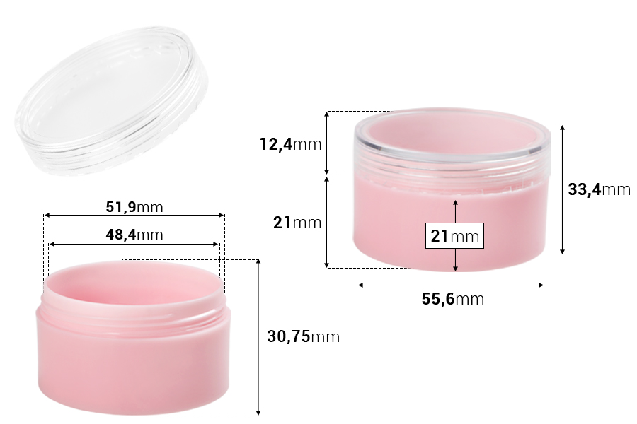Βαζάκι ακρυλικό 50 ml ροζ με διάφανο καπάκι - 12 τμχ Βαζάκι ακρυλικό 50 ml ροζ με διάφανο καπάκι - 12 τμχ