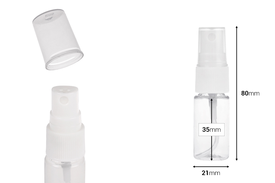 Bottiglia in PET da 10 ml con atomizzatore spray per sostanze oleose in confezione da 12 pezzi Bottiglia in PET da 10 ml con atomizzatore spray per sostanze oleose in confezione da 12 pezzi-dimensioni_immagine