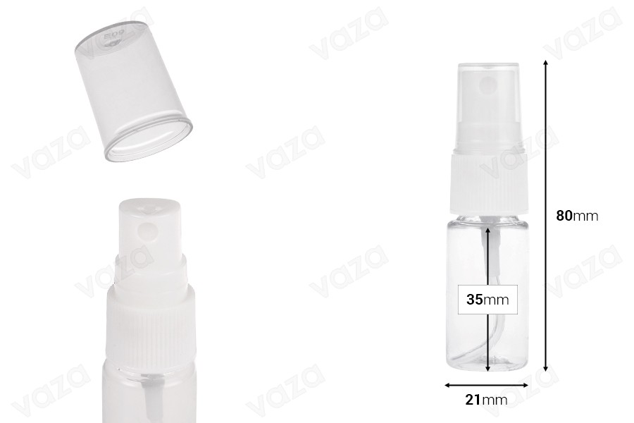 10ml PET spray bottle for slightly fatty solutions in a package with 12 pieces. 10ml PET spray bottle for slightly fatty solutions in a package with 12 pieces.-image_dimensions