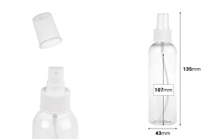 Bouteille PET de 150 ml avec vaporisateur pour les matières huileuses légères en lot de 12 pièces-εικόνα_διαστάσεις