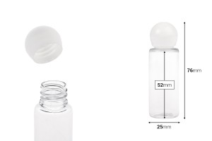 Flacon de shampooing de 20 ml en plastique avec couvercle - Lot de 50 pièces-εικόνα_διαστάσεις