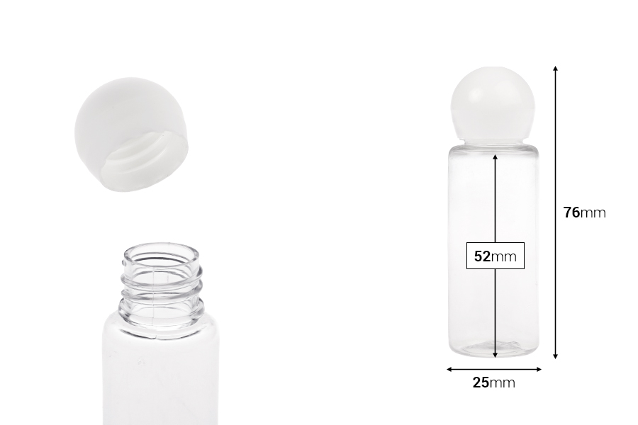 Μπουκαλάκι για σαμπουάν 20 ml πλαστικό με καπάκι - Συσκευασία 50 τμχ Μπουκαλάκι για σαμπουάν 20 ml πλαστικό με καπάκι - Συσκευασία 50 τμχ-εικόνα_διαστάσεις