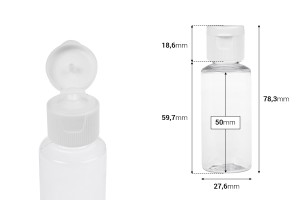 Flacon en plastique de 30 ml avec bouchon à rabat - disponible en paquet de 12 pièces-εικόνα_διαστάσεις