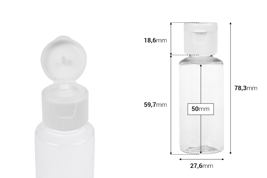 Μπουκαλάκι για σαμπουάν 30 ml πλαστικό με καπάκι flip-top - 12 τμχ