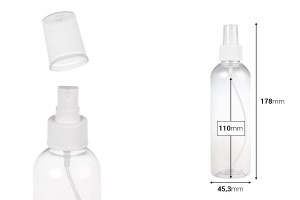 Bouteille PET de 200 ml avec vaporisateur pour les matières huileuses légères en lot de 12 pièces-εικόνα_διαστάσεις