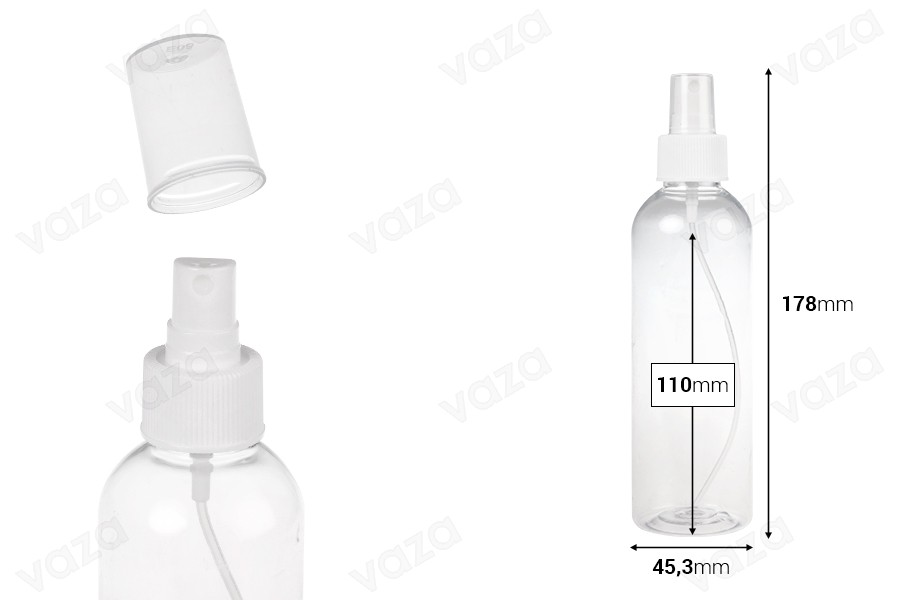 PET Μπουκάλι 200 ml με σπρέι για ελαφρά λιπαρές ουσίες σε συσκευασία των 12 τεμαχίων PET Μπουκάλι 200 ml με σπρέι για ελαφρά λιπαρές ουσίες σε συσκευασία των 12 τεμαχίων-εικόνα_διαστάσεις