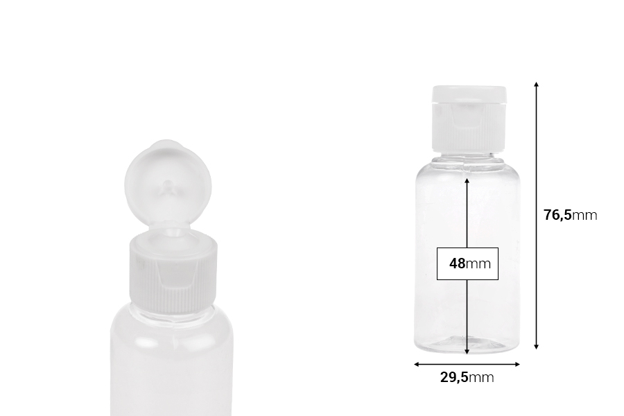 35ml plastic bottle with flip top cap - available in a package with 12 pcs-image_dimensions