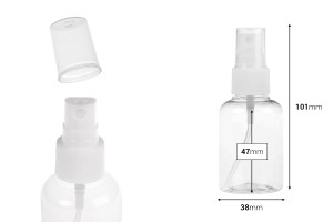Bouteille PET de 50 ml avec vaporisateur pour les matières huileuses légères en lot de 12 pièces-εικόνα_διαστάσεις