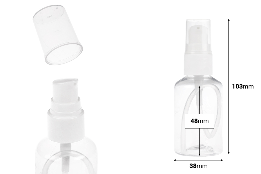 Μπουκάλι 50 ml πλαστικό (PET) με αντλία - 12 τμχ Μπουκάλι 50 ml πλαστικό (PET) με αντλία - 12 τμχ-εικόνα_διαστάσεις