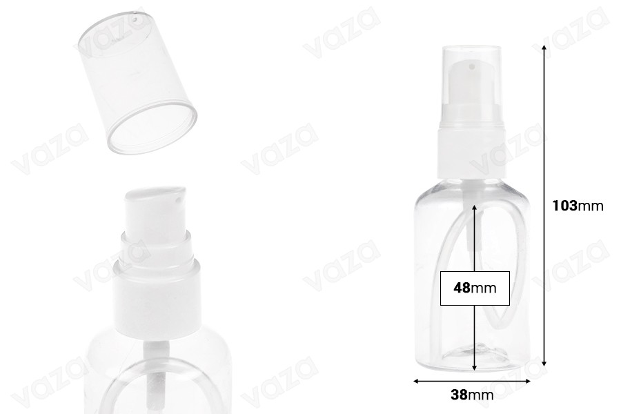 Μπουκάλι 50 ml πλαστικό (PET) με αντλία - 12 τμχ-εικόνα_διαστάσεις