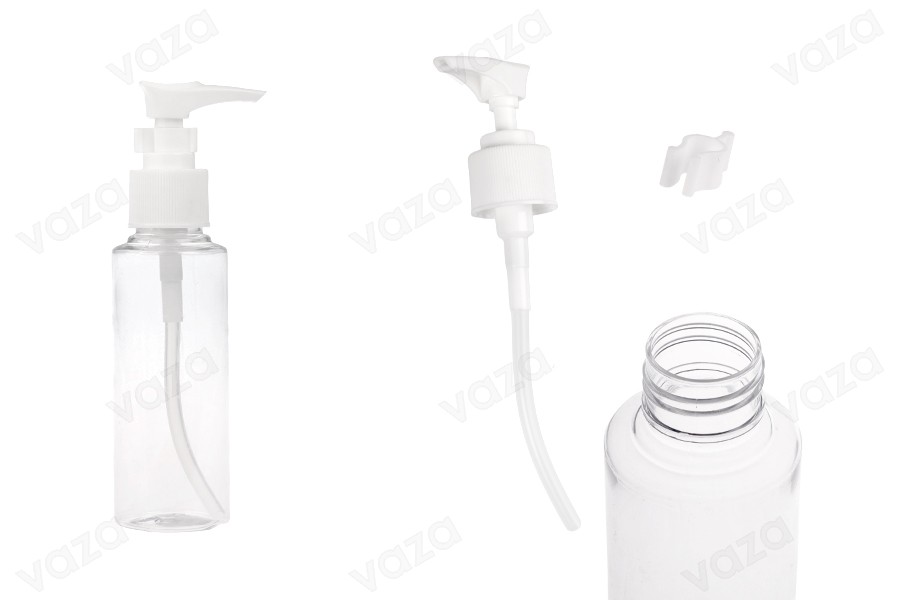 Transparent 100ml PET pump bottle for shampoo, available in a package with 12 pieces-image_product