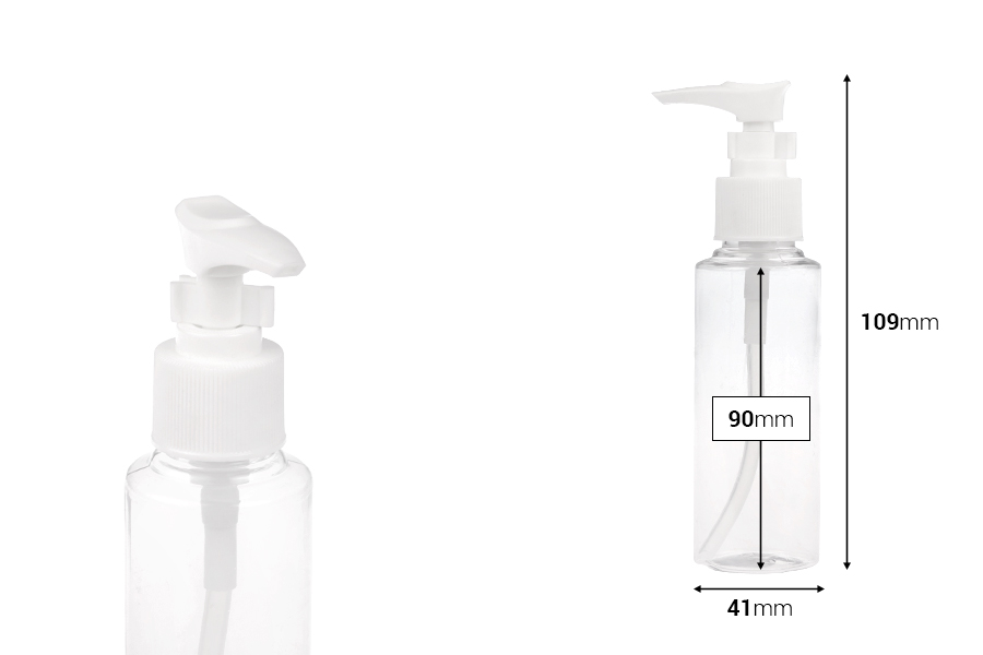 PET-Flasche 100ml mit Pumpe für Schampoo in einer Packung mit 12 Stücken PET-Flasche 100ml mit Pumpe für Schampoo in einer Packung mit 12 Stücken-bildabmessungen