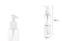 Bouteille PET de 150 ml avec pompe pour shampooing en lot de 12 pièces Bouteille PET de 150 ml avec pompe pour shampooing en lot de 12 pièces-εικόνα_διαστάσεις