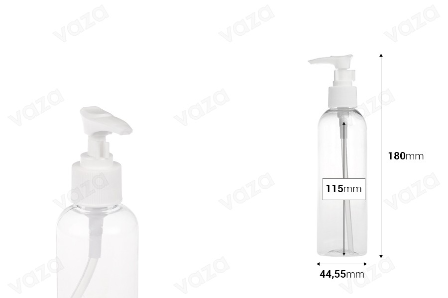 PET-Flasche 180ml mit Pumpe für Schampoo in einer Packung mit 12 Stücken PET-Flasche 180ml mit Pumpe für Schampoo in einer Packung mit 12 Stücken-bildabmessungen