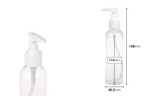 Transparent 200ml PET pump bottle for shampoo, available in a package with 12 pieces-image_dimensions