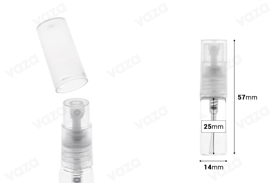 Flacone di vetro da 3 ml con spray e tappo di plastica pieno Flacone di vetro da 3 ml con spray e tappo di plastica pieno-dimensioni_immagine