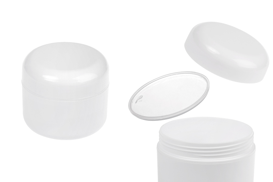 Πλαστικό βάζο 200 ml λευκό, δίπατο με πλαστικό παρέμβυσμα