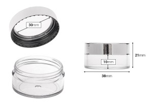 Pot en acrylique transparent de 10 ml avec détails sur le couvercle - Lot de 12-photo_dimensions