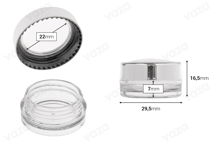 Vasetto in acrilico trasparente da 3 ml con dettaglio sul coperchio - 12 pezzi Vasetto in acrilico trasparente da 3 ml con dettaglio sul coperchio - 12 pezzi-dimensioni_immagine