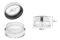 Vasetto in acrilico trasparente da 5 ml con dettaglio sul coperchio - 12 pezzi Vasetto in acrilico trasparente da 5 ml con dettaglio sul coperchio - 12 pezzi-dimensioni_immagine