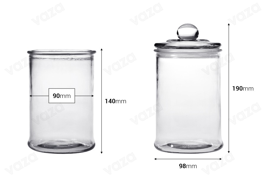 Γυάλα 700 ml με γυάλινο καπάκι και αεροστεγές κλείσιμο 190x100 mm-εικόνα_διαστάσεις