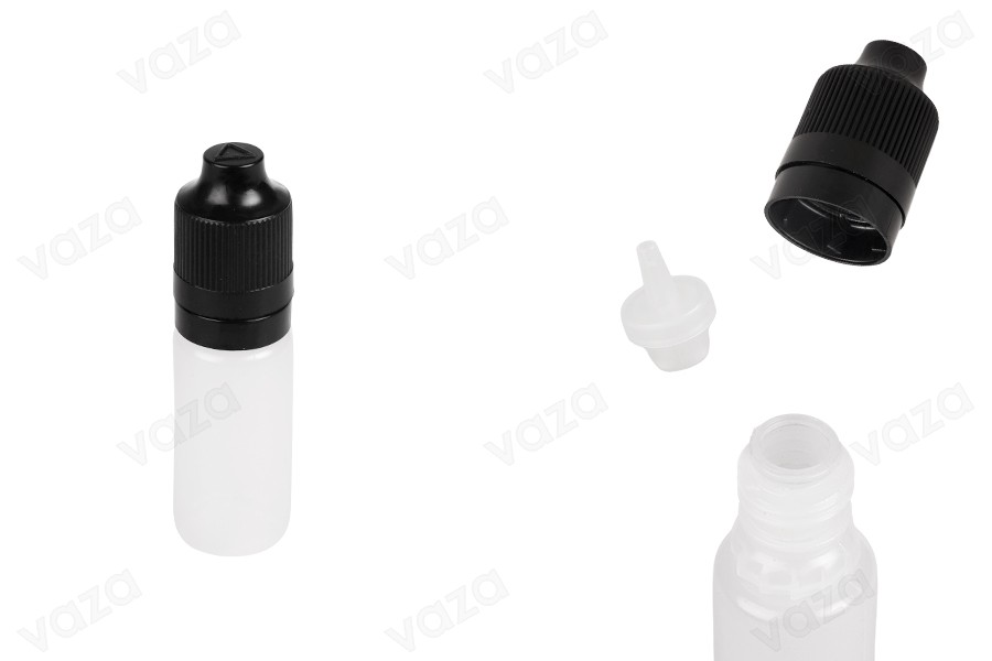 Μπουκαλάκι πλαστικό 10 ml με καπάκι CRC και dropper για ηλεκτρονικό τσιγάρο - 50 τμχ-εικόνα_προϊοντική
