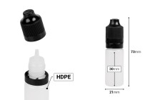 Μπουκαλάκι πλαστικό 10 ml με καπάκι CRC και dropper για ηλεκτρονικό τσιγάρο - 50 τμχ-εικόνα_διαστάσεις