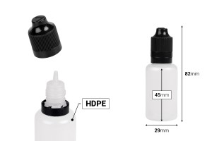 Μπουκαλάκι πλαστικό 30 ml με καπάκι CRC και dropper για ηλεκτρονικό τσιγάρο - 50 τμχ-εικόνα_διαστάσεις