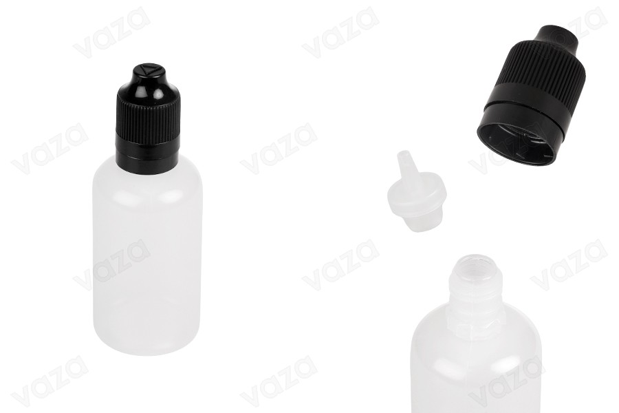Μπουκαλάκι πλαστικό 50 ml με καπάκι CRC και dropper για ηλεκτρονικό τσιγάρο - 50 τμχ-εικόνα_προϊοντική