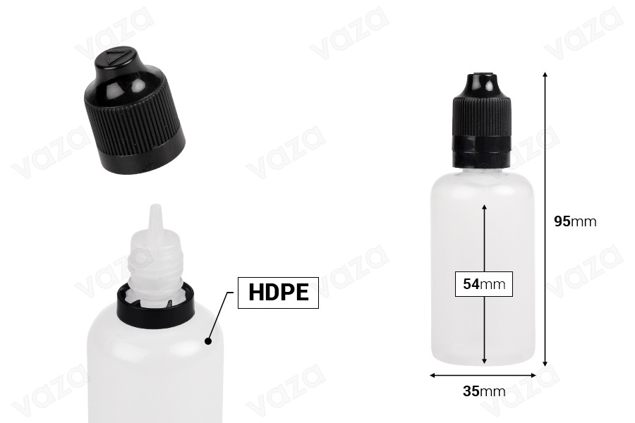 Μπουκαλάκι πλαστικό 50 ml με καπάκι CRC και dropper για ηλεκτρονικό τσιγάρο - 50 τμχ-εικόνα_διαστάσεις