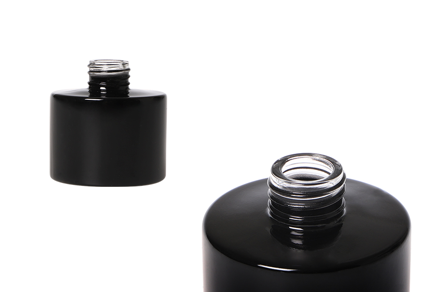 Bottiglia di vetro cilindrica da 100 ml di colore nero, adatta per profumatori d'ambiente.-immagine_prodotto