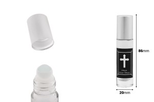 Roll-on en verre de 10 ml avec boule en verre, impression noire-photo_dimensions