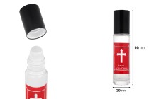 Roll on glass 10 ml with glass ball, red print "Myrto Mount Athos and aluminum cap in various colors for churches - monasteries Roll on glass 10 ml with glass ball, red print "Myrto Mount Athos and aluminum cap in various colors for churches - monasteries-image_dimensions