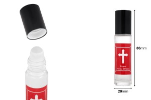 Roll on Flasche aus Glas 10ml mit Glaskugel '' Parfümöl Berg Athos'' in verschiedenen Farben-εικόνα_διαστάσεις