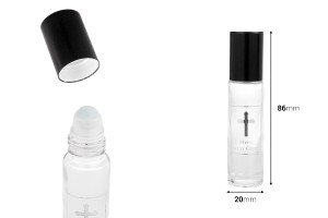 Roll-on en verre de 10 ml transparent avec impression argentée-photo_dimensions