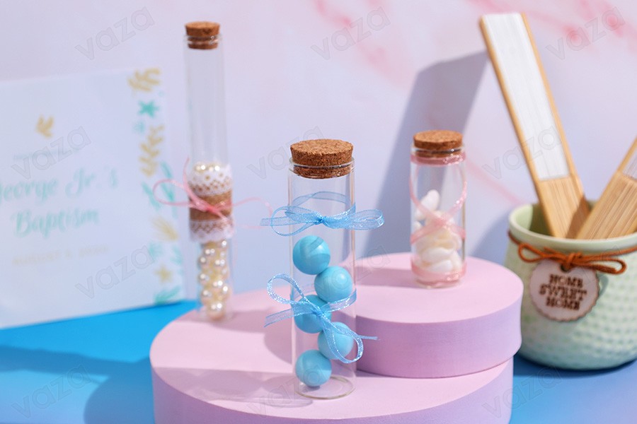 Tubetti di vetro con tappo in sughero per bomboniere di matrimonio e battesimo - confezione da 10 pezzi. Tubetti di vetro con tappo in sughero per bomboniere di matrimonio e battesimo - confezione da 10 pezzi.-gruppo_immagini