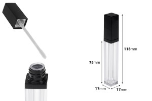 Kuti akrilike për lip gloss 8 ml me kapak në ngjyrë të zezë - 6 copë-imazh_dimensione