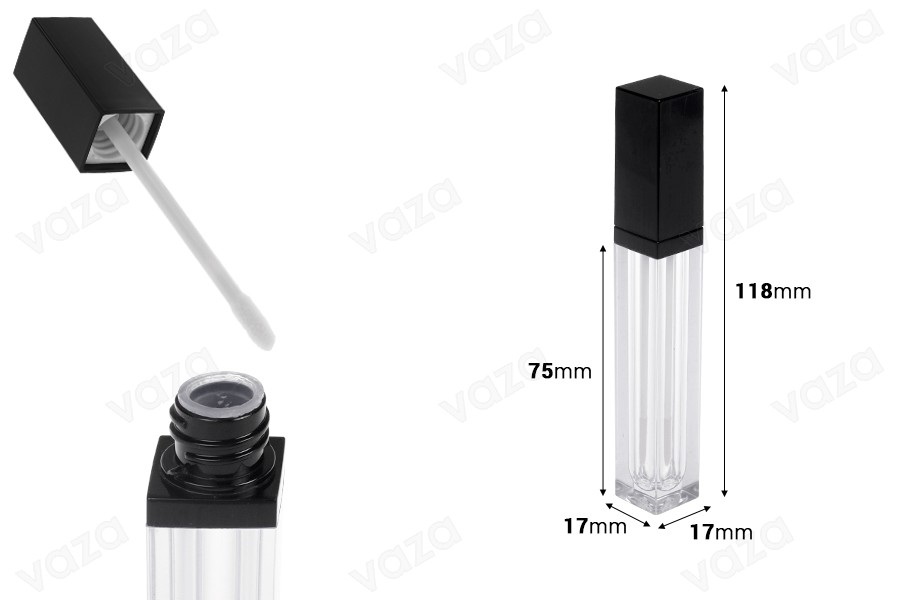 Lipglosshülse 8ml mit schwarzem Deckel - 6 Stück-bildabmessungen