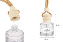 10 ml bottle for cylindrical car perfume with wooden lid - 25 pcs-image_dimensions