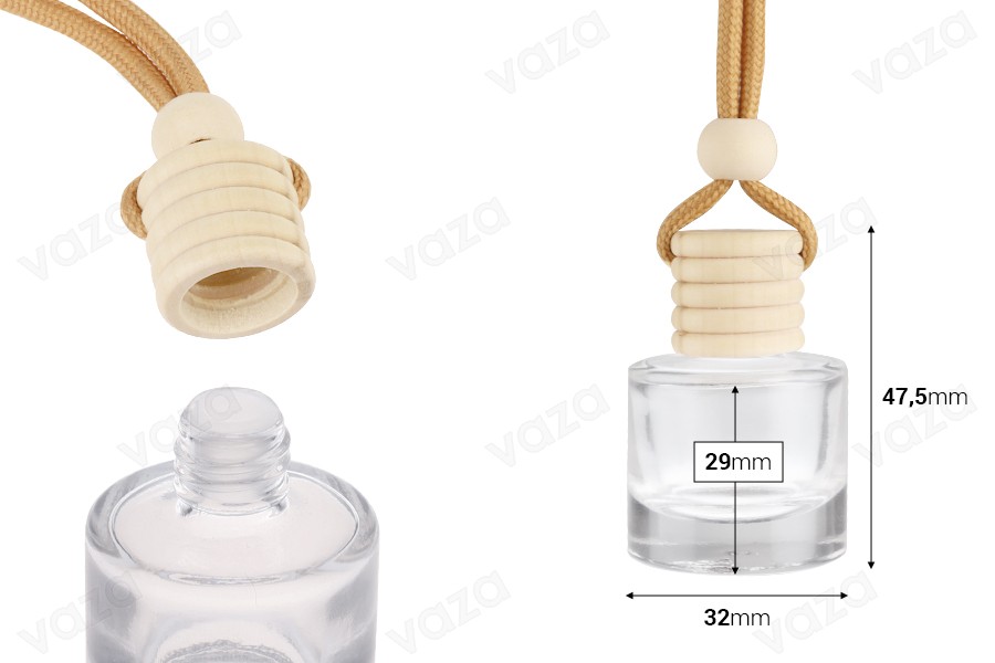 10 ml Flasche für zylindrisches Autoparfüm mit Holzdeckel - 25 Stk 10 ml Flasche für zylindrisches Autoparfüm mit Holzdeckel - 25 Stk-bildabmessungen