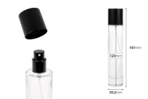 Flacone di profumo trasparente da 50 ml con vaporizzatore e tappo, disponibile in vari colori opachi.-dimensioni_immagine