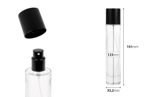Transparenter Parfümflakon, 50 ml, mit Sprühkopf und Verschluss in verschiedenen matten Farben-εικόνα_διαστάσεις