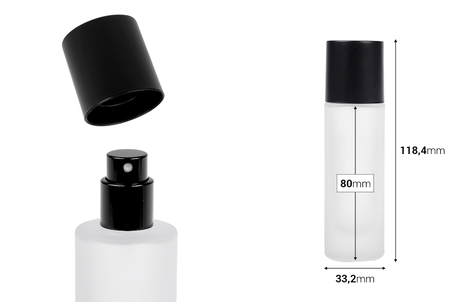 Sandgestrahlter Parfümflakon, 30 ml, mit Sprühkopf und Verschluss in verschiedenen matten Farben Sandgestrahlter Parfümflakon, 30 ml, mit Sprühkopf und Verschluss in verschiedenen matten Farben-bildabmessungen