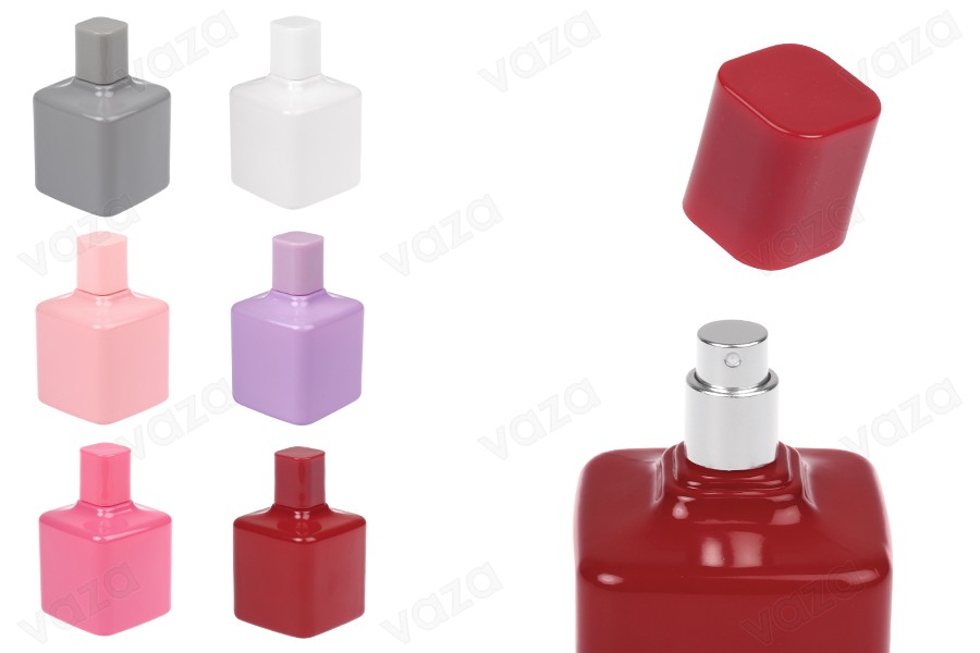 Glass perfume bottle 100 ml in various colors with spray and cap Glass perfume bottle 100 ml in various colors with spray and cap-image_product